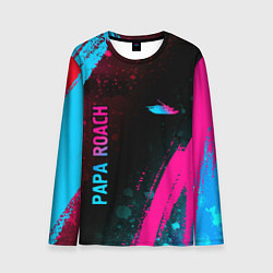 Лонгслив мужской Papa Roach - neon gradient: надпись, символ, цвет: 3D-принт