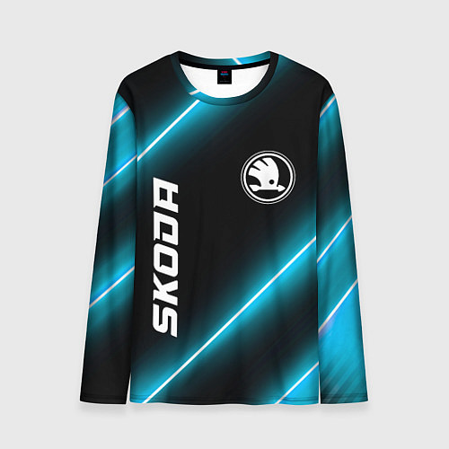 Мужской лонгслив Skoda неоновые лампы / 3D-принт – фото 1