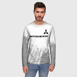 Лонгслив мужской Mitsubishi speed на светлом фоне со следами шин: с, цвет: 3D-принт — фото 2
