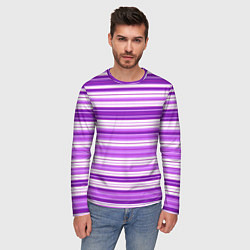 Лонгслив мужской Фиолетовые полосы, цвет: 3D-принт — фото 2
