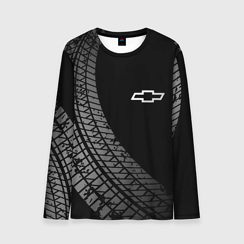 Мужской лонгслив Chevrolet tire tracks / 3D-принт – фото 1