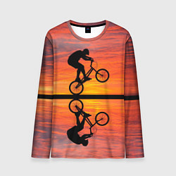 Лонгслив мужской Велосипедист в отражении, цвет: 3D-принт