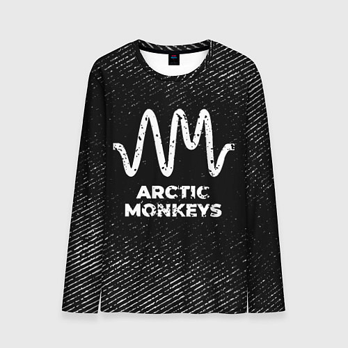 Мужской лонгслив Arctic Monkeys с потертостями на темном фоне / 3D-принт – фото 1