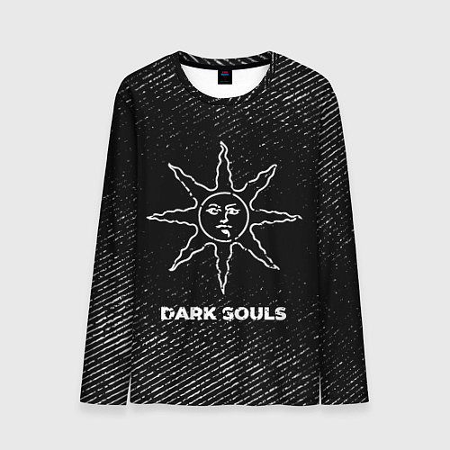 Мужской лонгслив Dark Souls с потертостями на темном фоне / 3D-принт – фото 1