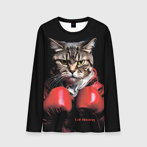 Мужской лонгслив Cat boxing / 3D-принт – фото 1