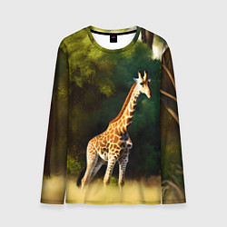 Лонгслив мужской Жираф на фоне деревьев, цвет: 3D-принт