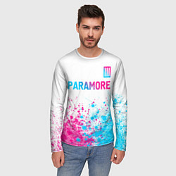 Лонгслив мужской Paramore neon gradient style: символ сверху, цвет: 3D-принт — фото 2