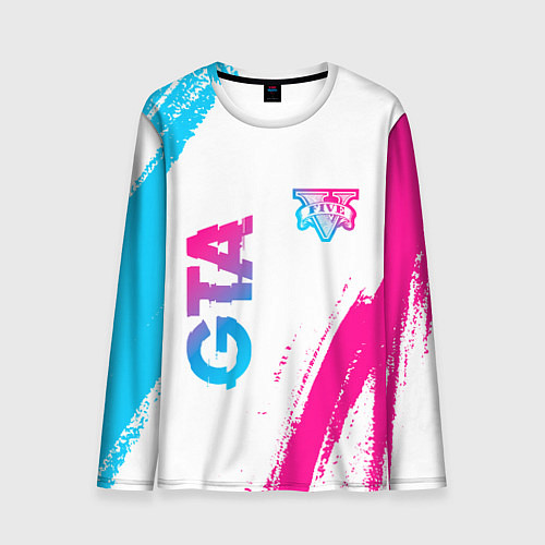 Мужской лонгслив GTA neon gradient style: надпись, символ / 3D-принт – фото 1