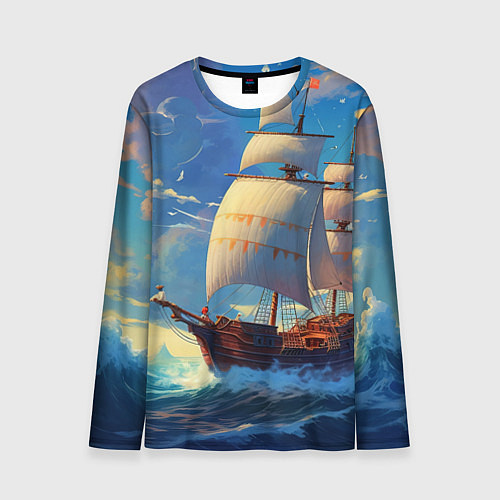 Мужской лонгслив Парусник в море / 3D-принт – фото 1