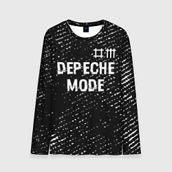 Мужской лонгслив Depeche Mode glitch на темном фоне: символ сверху