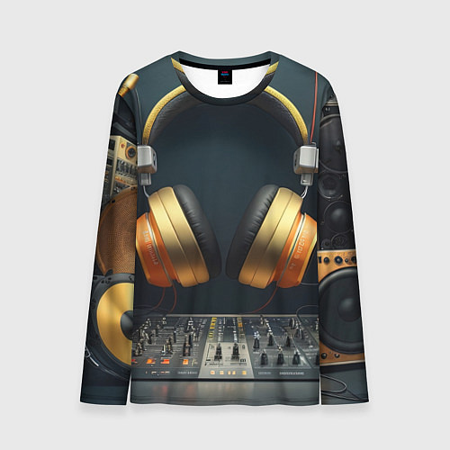 Мужской лонгслив Золотые наушники / 3D-принт – фото 1