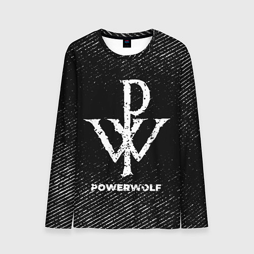 Мужской лонгслив Powerwolf с потертостями на темном фоне / 3D-принт – фото 1