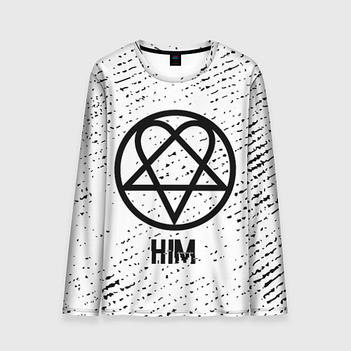 Мужской лонгслив HIM glitch на светлом фоне / 3D-принт – фото 1