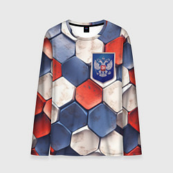 Лонгслив мужской Объемные плиты флаг России, цвет: 3D-принт