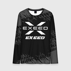 Мужской лонгслив Exeed speed на темном фоне со следами шин