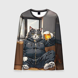 Лонгслив мужской Толстый кот со стаканом пива, цвет: 3D-принт