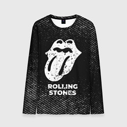 Лонгслив мужской Rolling Stones с потертостями на темном фоне, цвет: 3D-принт