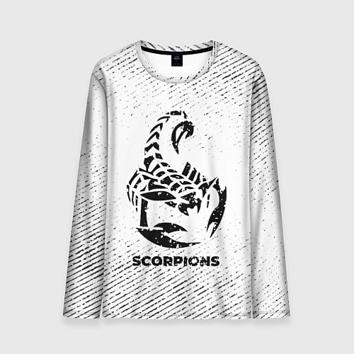 Мужской лонгслив Scorpions с потертостями на светлом фоне / 3D-принт – фото 1