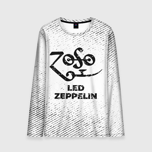 Мужской лонгслив Led Zeppelin с потертостями на светлом фоне / 3D-принт – фото 1