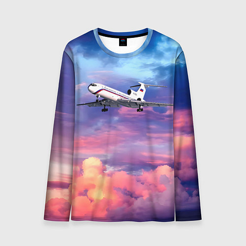 Мужской лонгслив Ту-154Б 2 Розовый закат / 3D-принт – фото 1