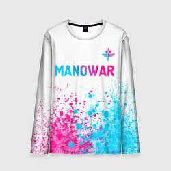 Мужской лонгслив Manowar neon gradient style: символ сверху