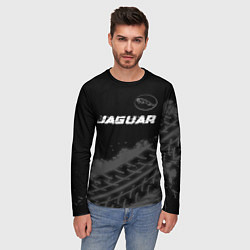 Лонгслив мужской Jaguar speed на темном фоне со следами шин: символ, цвет: 3D-принт — фото 2