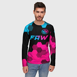 Лонгслив мужской FAW - neon gradient: символ сверху, цвет: 3D-принт — фото 2