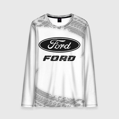 Мужской лонгслив Ford speed на светлом фоне со следами шин / 3D-принт – фото 1