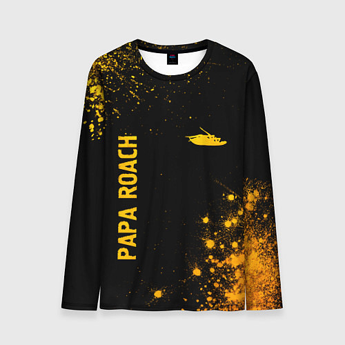 Мужской лонгслив Papa Roach - gold gradient: надпись, символ / 3D-принт – фото 1