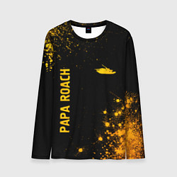 Мужской лонгслив Papa Roach - gold gradient: надпись, символ
