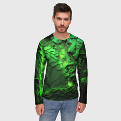 Лонгслив мужской Объемная зеленая текстура, цвет: 3D-принт — фото 2