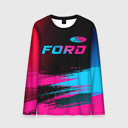 Мужской лонгслив Ford - neon gradient: символ сверху / 3D-принт – фото 1