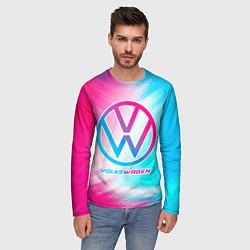 Лонгслив мужской Volkswagen neon gradient style, цвет: 3D-принт — фото 2