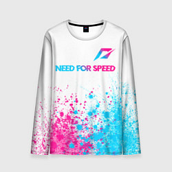 Мужской лонгслив Need for Speed neon gradient style: символ сверху