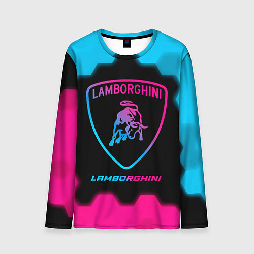 Мужской лонгслив Lamborghini - neon gradient / 3D-принт – фото 1