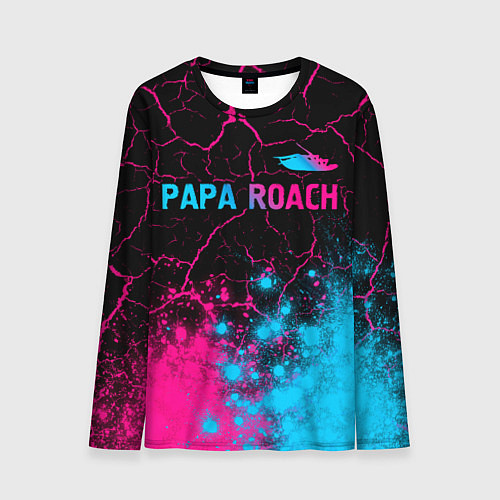 Мужской лонгслив Papa Roach - neon gradient: символ сверху / 3D-принт – фото 1