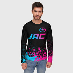 Лонгслив мужской JAC - neon gradient: символ сверху, цвет: 3D-принт — фото 2