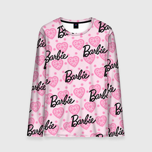 Мужской лонгслив Логотип Барби и розовое кружево / 3D-принт – фото 1