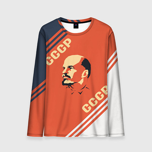 Мужской лонгслив Ленин на красном фоне / 3D-принт – фото 1