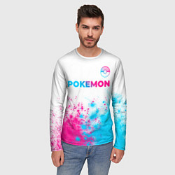 Лонгслив мужской Pokemon neon gradient style: символ сверху, цвет: 3D-принт — фото 2