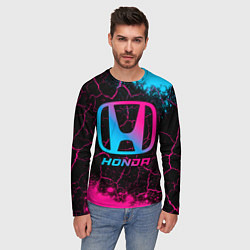 Лонгслив мужской Honda - neon gradient, цвет: 3D-принт — фото 2