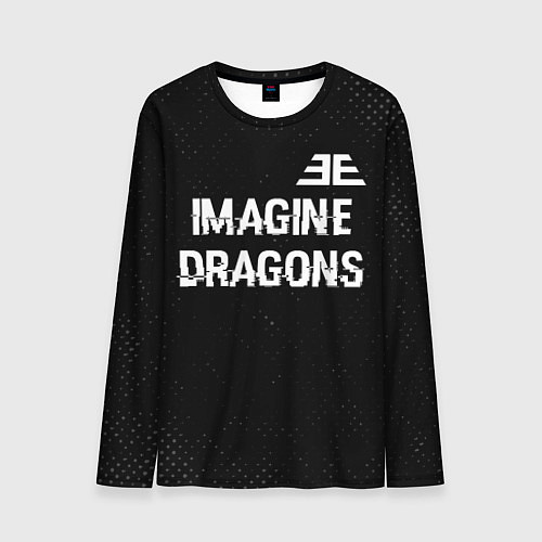 Мужской лонгслив Imagine Dragons glitch на темном фоне: символ свер / 3D-принт – фото 1