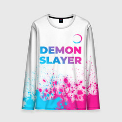 Мужской лонгслив Demon Slayer neon gradient style: символ сверху