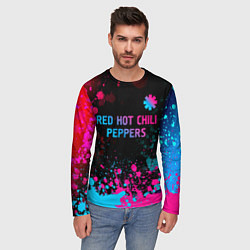 Лонгслив мужской Red Hot Chili Peppers - neon gradient: символ свер, цвет: 3D-принт — фото 2