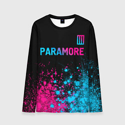 Мужской лонгслив Paramore - neon gradient: символ сверху