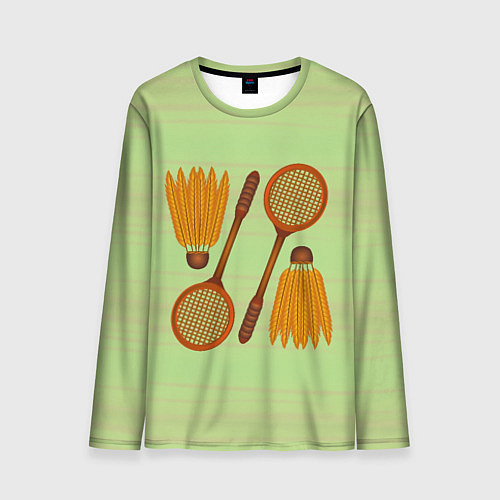 Мужской лонгслив Бадминтон / 3D-принт – фото 1