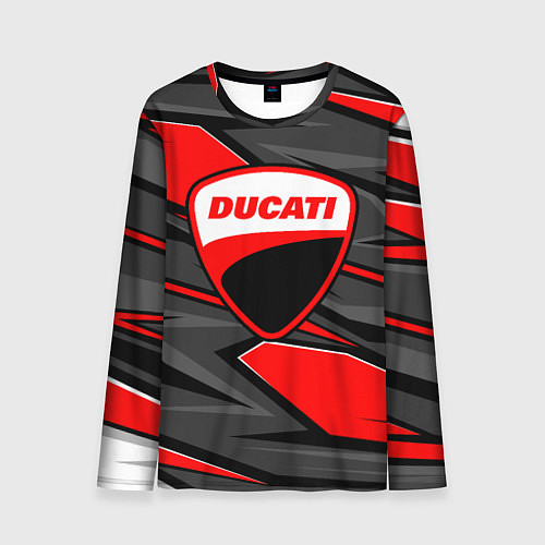 Мужской лонгслив Ducati - red stripes / 3D-принт – фото 1