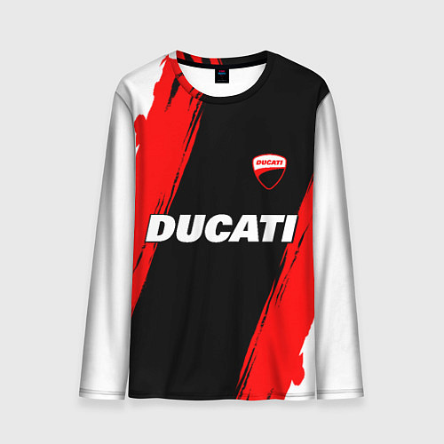 Мужской лонгслив Ducati moto - красные полосы / 3D-принт – фото 1