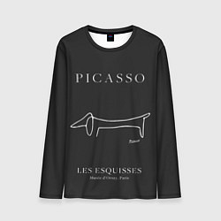 Лонгслив мужской Собака на черном - Пабло Пикассо, цвет: 3D-принт