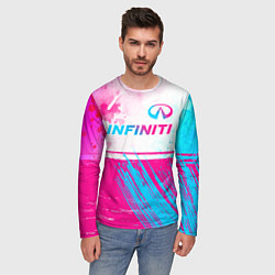 Лонгслив мужской Infiniti neon gradient style: символ сверху, цвет: 3D-принт — фото 2